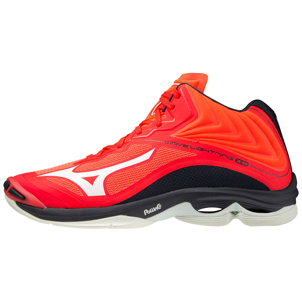 Zapatillas Voleibol Mizuno Wave Lightning Z6 Mid Hombre Naranjas/Blancas/Azules España JXVY-87632